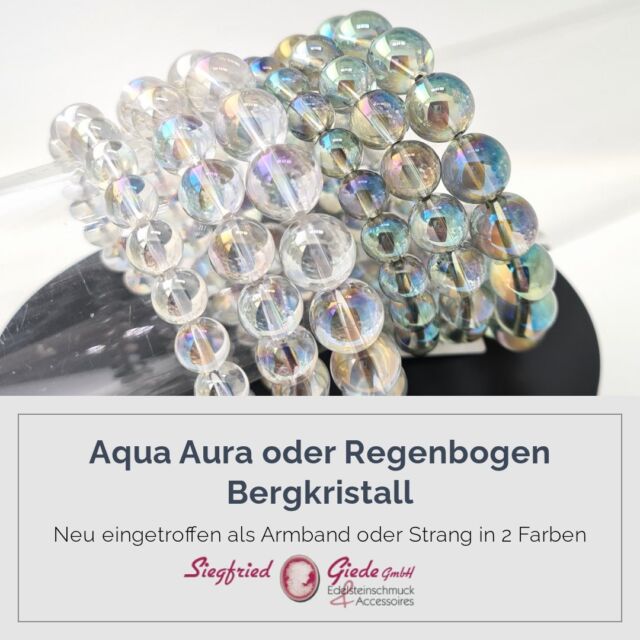 Aqua Aura oder Regenbogenbergkristall
Neu eingetroffen als elastisches Armband oder Strang in 2 Farben