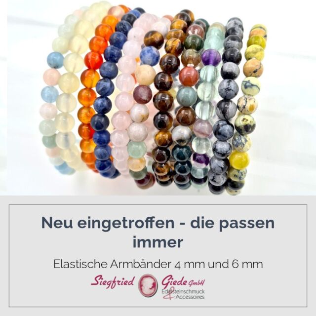 Neu eingetroffen - die passen immer.
Elastische Armbänder 4 mm und 6 mm
